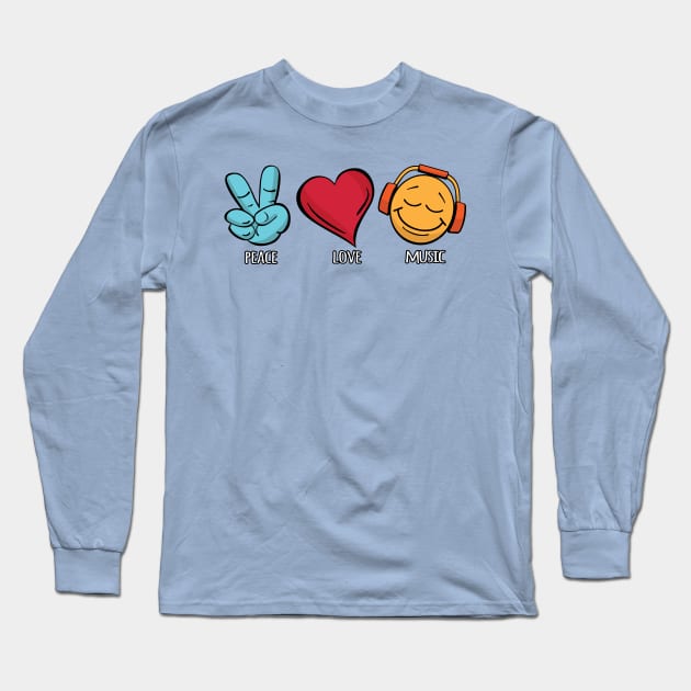 Peace Love Music Long Sleeve T-Shirt by hobrath